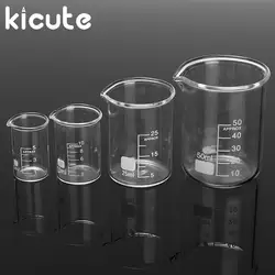 Kicute 4 шт./компл. 5 мл 10 мл 25 мл 50 мл стеклянный прозрачный шейкер Градуированный боросиликатный мерный стакан школьная лаборатория учебные