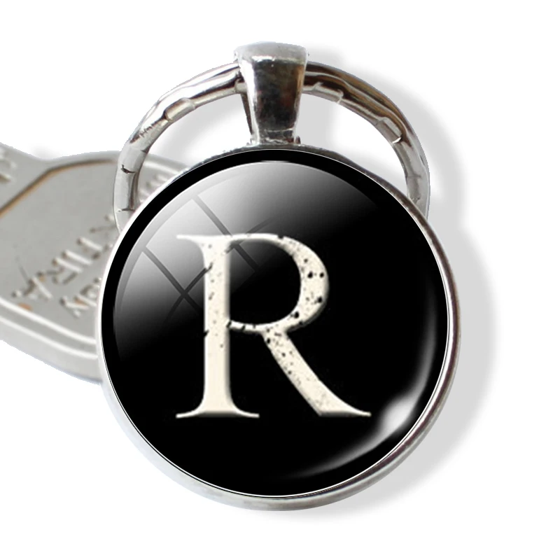 Buy Personality Name Glass Dome Keychain R Z Letter Alloy key Chain Keyholder