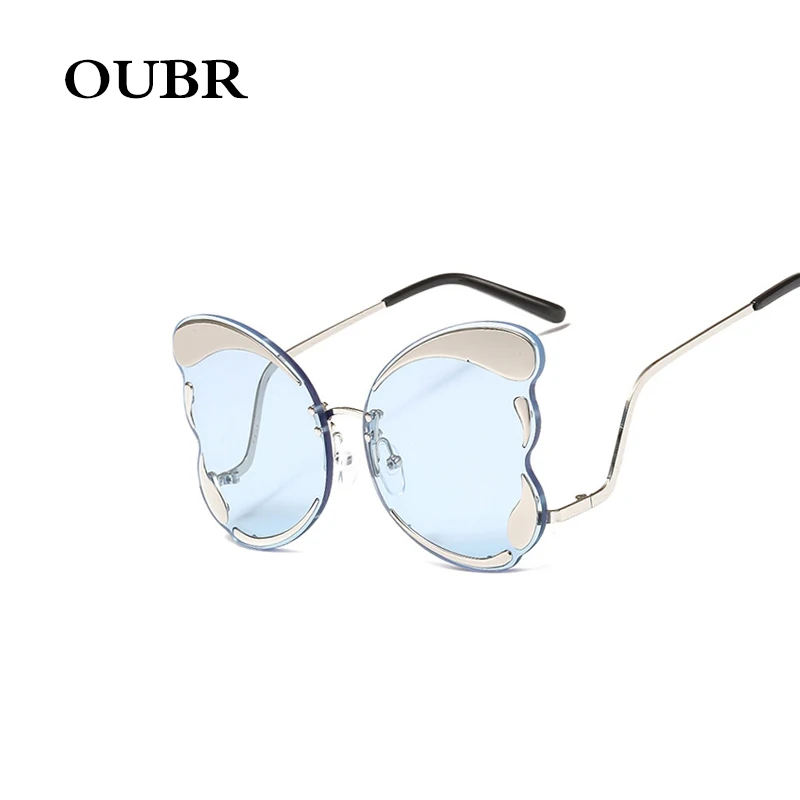 OUBR Brand design butterfly sunglasses ladies white mercury lens sunglasses retro light and comfortable UV400 sunglasses