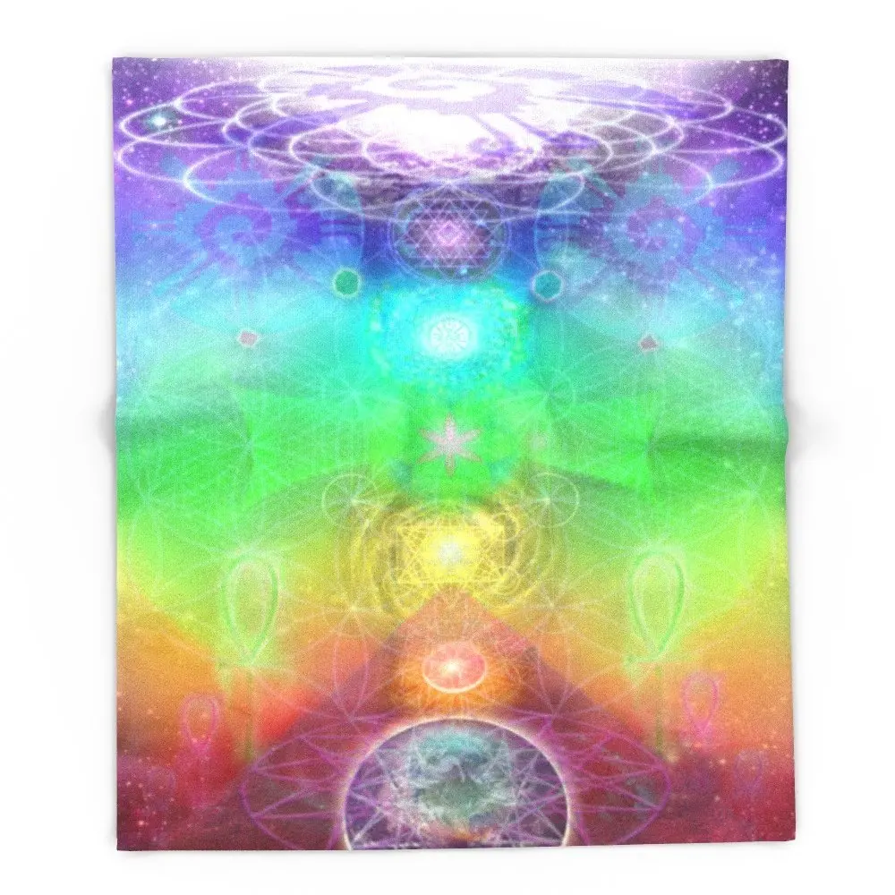 

Chakra Activation Geometry Template 51" x 60" Blanket Throw on Sofa Bed Plane Plaids Solid Bedspreads Home Textile