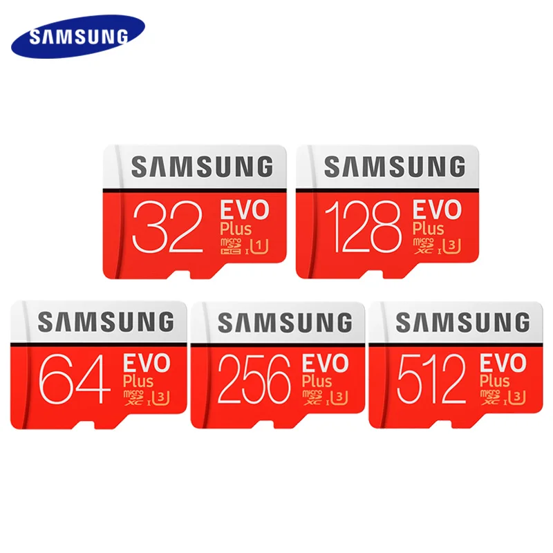 SAMSUNG карты памяти 256 ГБ 512 высокое Скорость 100 МБ/с. Micro SD класса 10 U3 UHS-I EVO PLUS 128G 64 Гб оперативной памяти, 32 Гб встроенной памяти TF карты