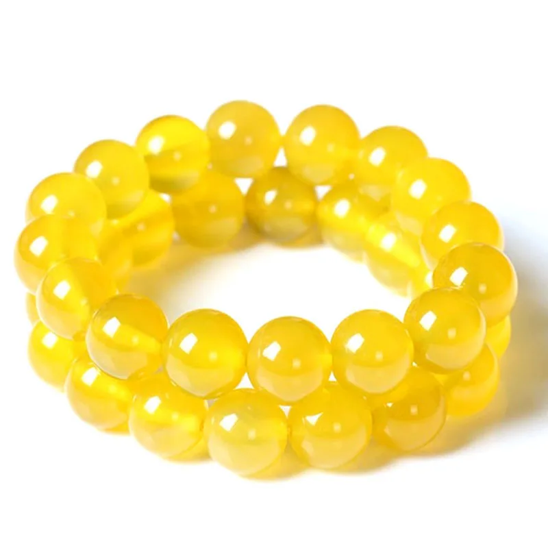 Yellow Stone Bracelet Natural Beads Stretch Charm Pulseras Semi
