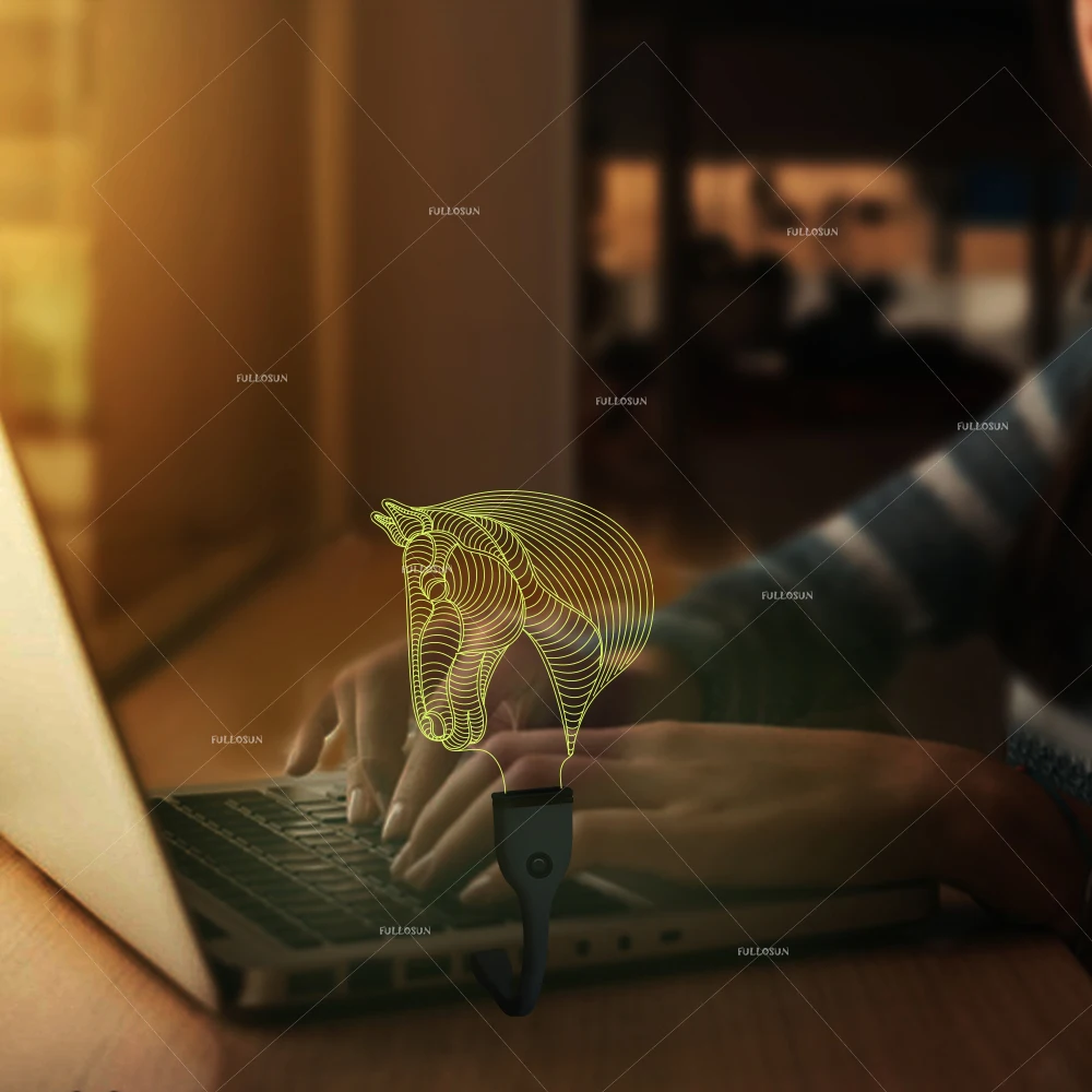 

Mini LED USB night Lights horse head design 7 Colors as boys girls holiday ideal gift for typewriting lighting sleep night lamp