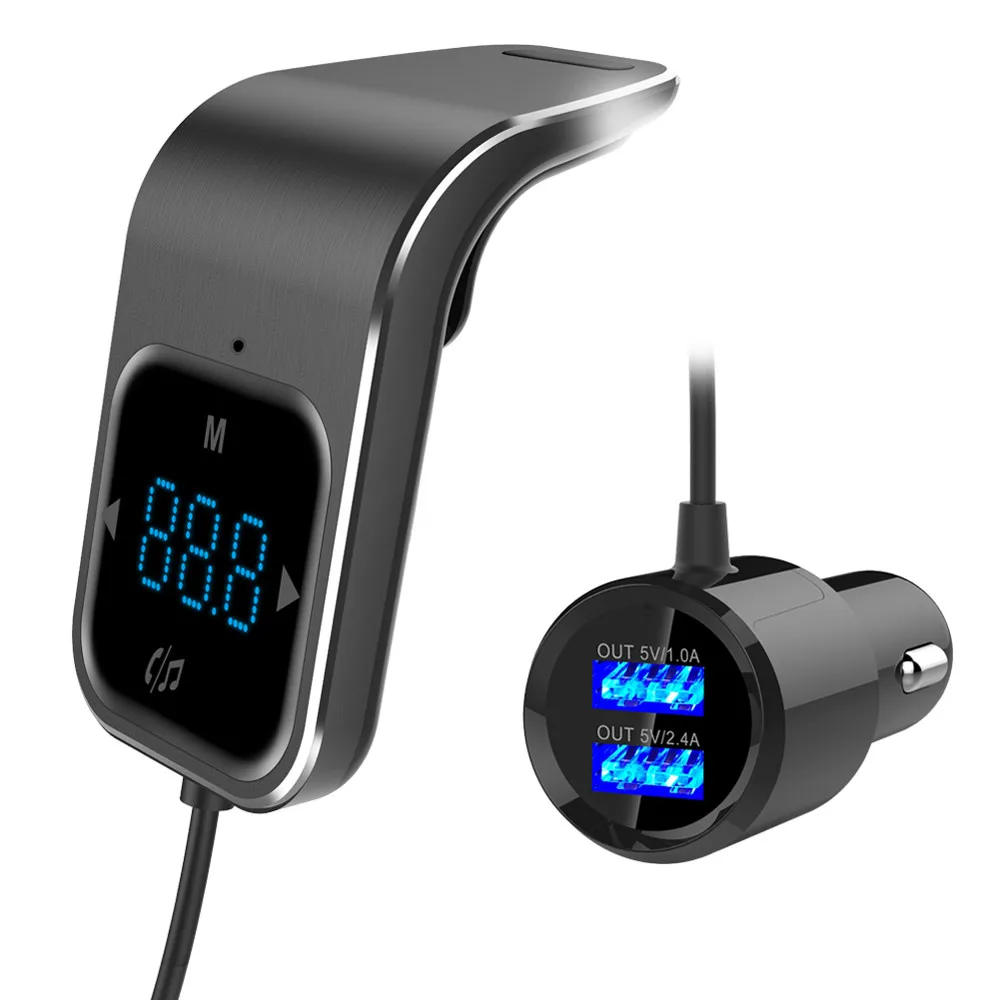 

BC39 Hands-free Bluetooth Car Kit FM Transmitter High Quality USB Charger Double USB outputs Adapter MP3 Player 57#