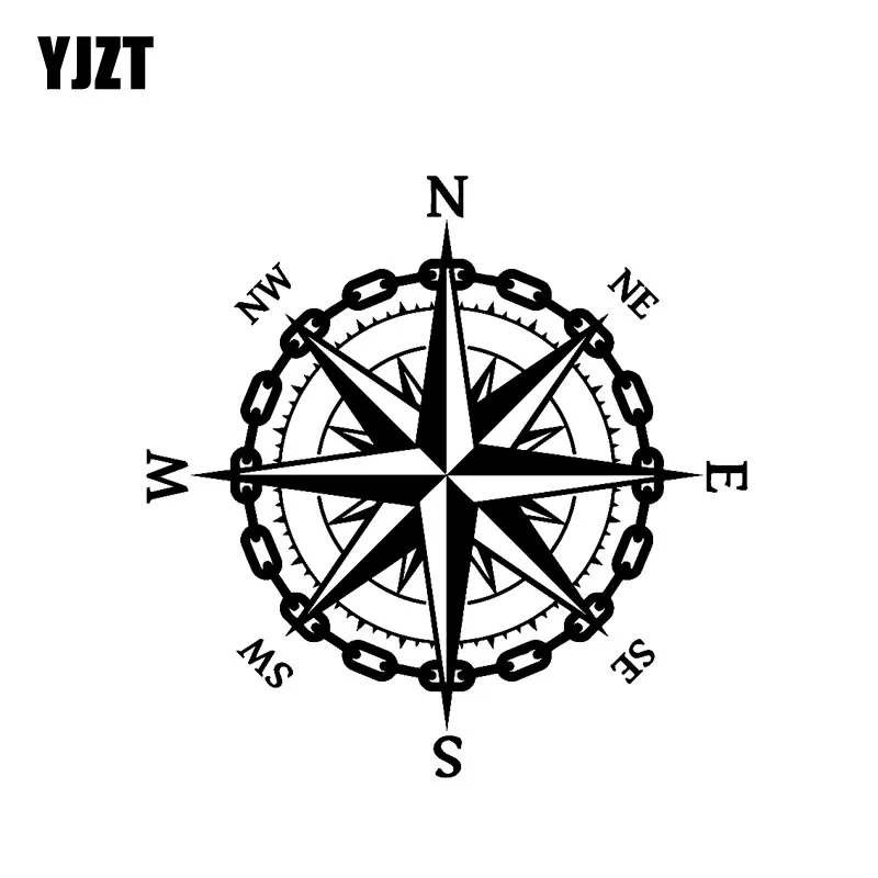YJZT 17.8CM*17.8CM Vinyl Decal Nautical Compass Sailor Ocean Sea Style Car Stickers Black Silver C10-01177 | Автомобили и