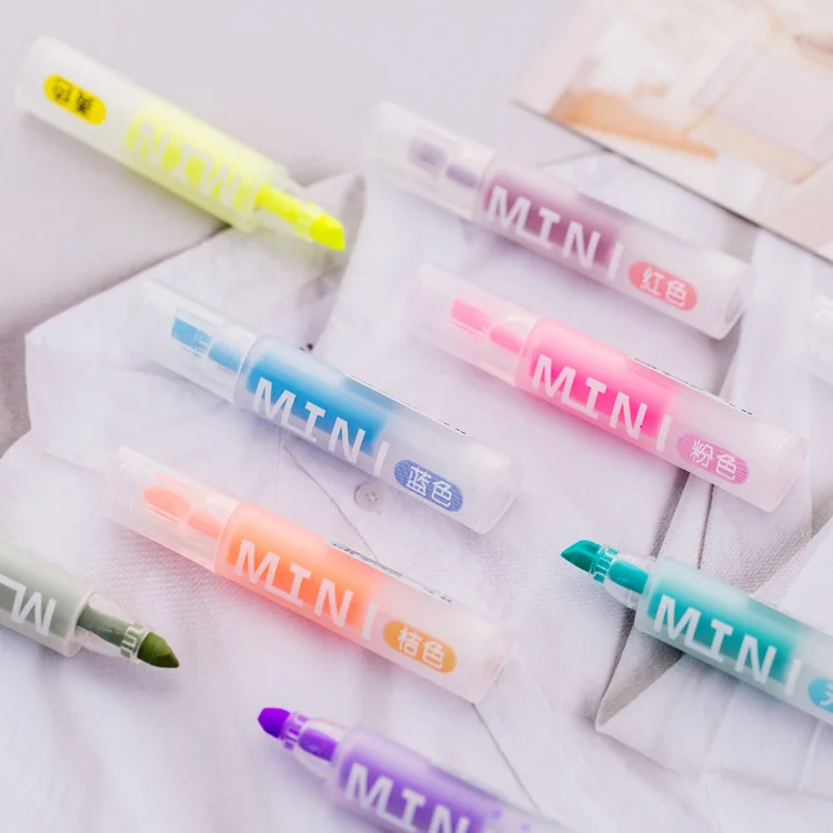 

12 pack/lot Mini Transparent Colorful Candy Color Highlighters Promotional Markers Gift Stationery