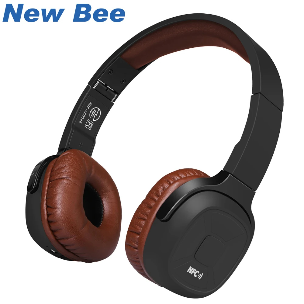

New Bee Upgraded Wireless Bluetooth Headphones Hifi Sport Headset with Case Pedometer App Mic NFC Earphone Stand for Phone PC