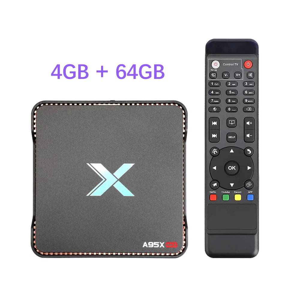 Запись видео Android 8,1 tv Box A95X Макс 4 Гб 64 Гб Amlogic S905X2 четырехъядерный двойной Wifi BT4.2 1000M H.265 4K 60pfs X2 телеприставка - Цвет: 4G 64G