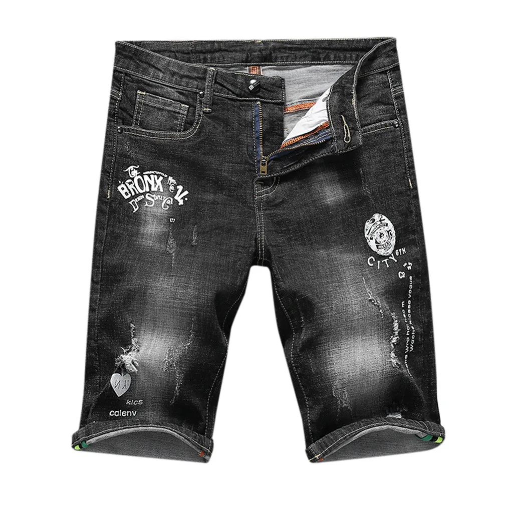 Новые мужские джинсовые шорты модные новые летние повседневные спортивные черные прямые крутые джинсы на молнии 7,8