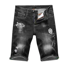 Новые мужские джинсовые шорты модные новые летние повседневные спортивные черные прямые крутые джинсы на молнии 7,8