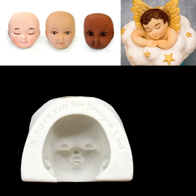 

Wholesale 10 Pcs/lot Baby Face Shape Cake Fondant Decorating Tools, Silicone Mold For Cake Craft, Silicone Soap Molds
