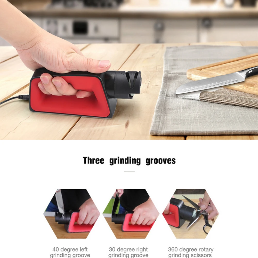 

2 Type Professional Electric Kitchen Knife Sharpener Motorized Rotating Sharpening Home Knife Sharpener Afiador De Faca 100-240V