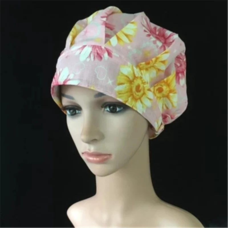 Ограниченное количество хирургическая шапочка хлопок путешествия ткань салон красоты цветочные шляпы - Цвет: 6