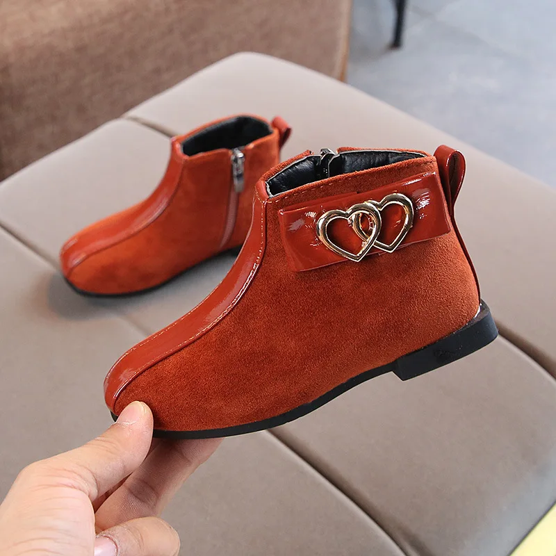 

Autumn Little Kids Shoes Toddler Girls Boots Princess Short Boots Children's Velvet Boots Black Brown Khaki Color SK18