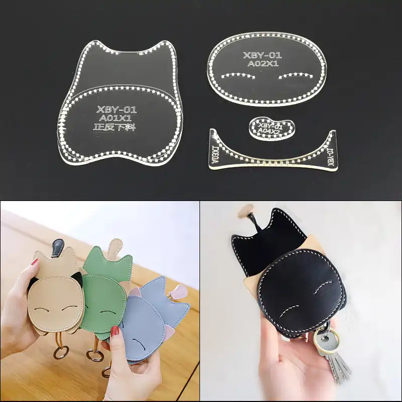 leather cat keyring