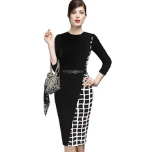 Womens Elegant Asymmetric Tartan Check Plaid Colorblock Contrast Patchwork Wear to Work Pencil Sheath Bodycon Dress LYQ111
