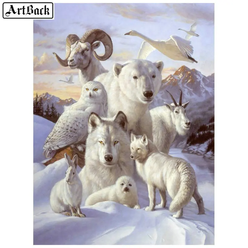 Animal 5D diamond painting bear wolf eagle full square / round drill 3d crystal mosaic embroidery wall decoration | Дом и сад