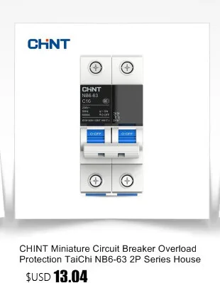 CHINT миниатюрный автоматический выключатель защита от перегрузки TaiChi NB6-63 2P серия Бытовой Воздушный выключатель 10A 16A 20A 25A 32A 40A 50A 63A