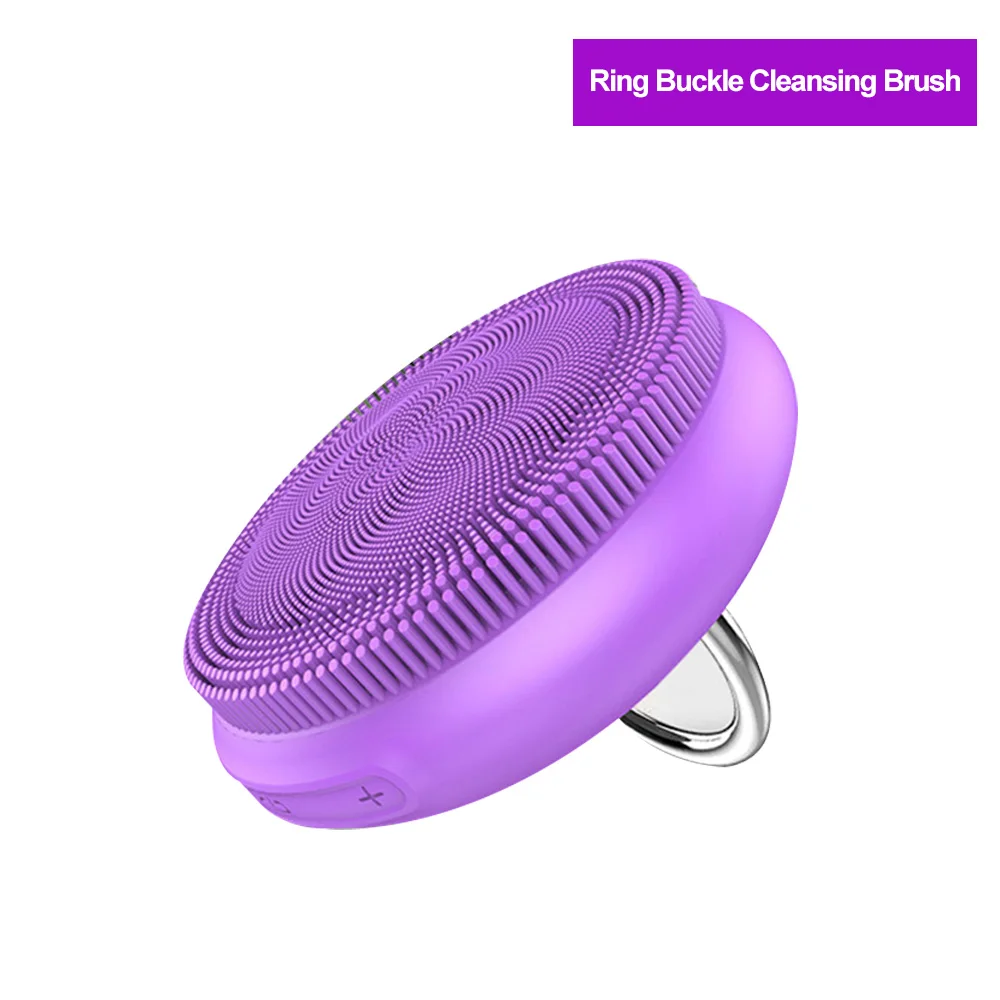 Электрическая силиконовая Очищающая щетка для лица, звуковая вибрационная Массажная USB перезаряжаемая умная ультра звуковая Глубокая чистка, инструмент для красоты - Цвет: Purple 4