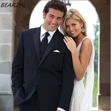 Жених свадебные костюмы черный смокинг для свадебной одежды 3 шт костюм мужской костюм