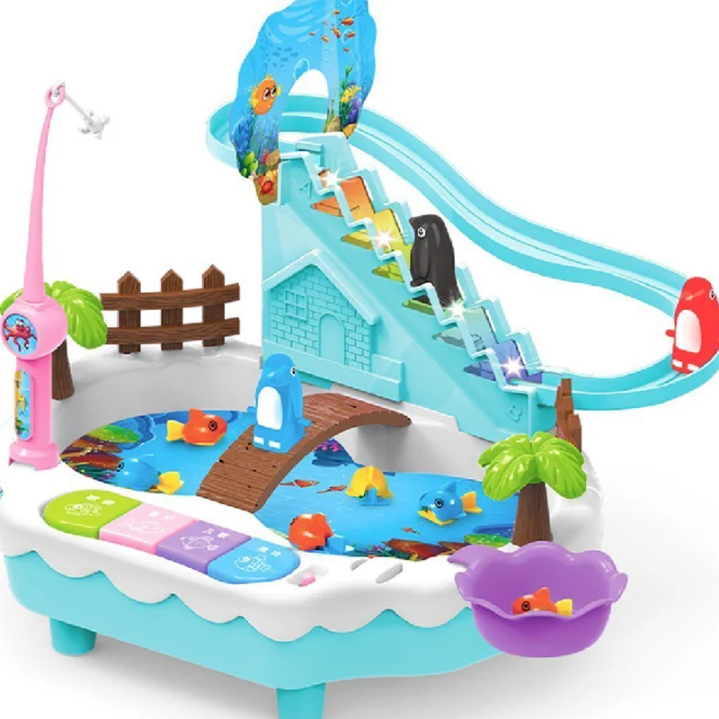 

Electric Magnetic Fishing Toy 3-6 Years Old Penguin Climb Stairs Music Light Play Interactive Educational Toys