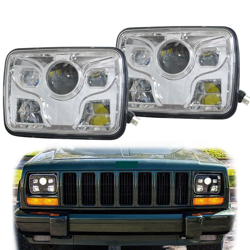

5"x7" Square LED Headlights Projector with High/Low Beam DRL Driving Lamp For Truck Jeep Offroad Car
