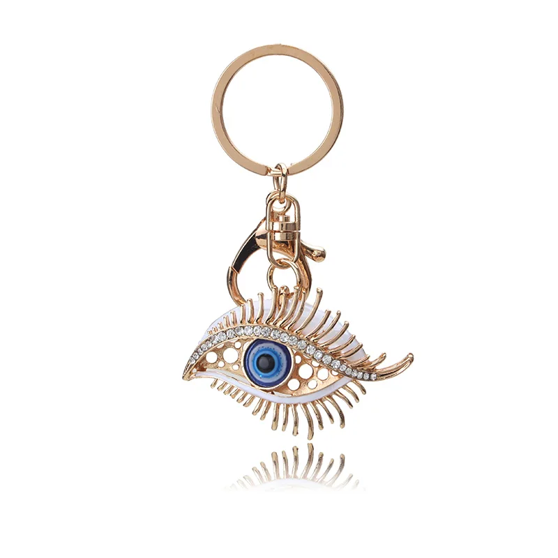 EVIL EYE white Alloy blue evil eye keychain trendy metal blue eye key chain for woman man