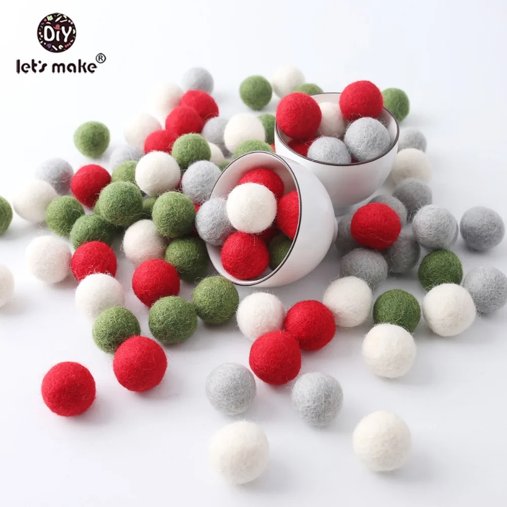 

Let's Make 100pc 100% Wool Felt Balls Bed Toys Baby Bedding Set Play Gym Toys DIY Craft Rooms Balls Kids Gift Montessori Toys