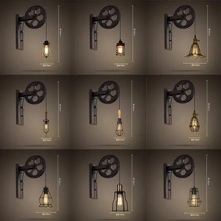 Loft Style Edison Wall Sconce Creative Lifting Pulley Vintage Wall Lamp For Home Antique Wall Lights Indoor Lighting