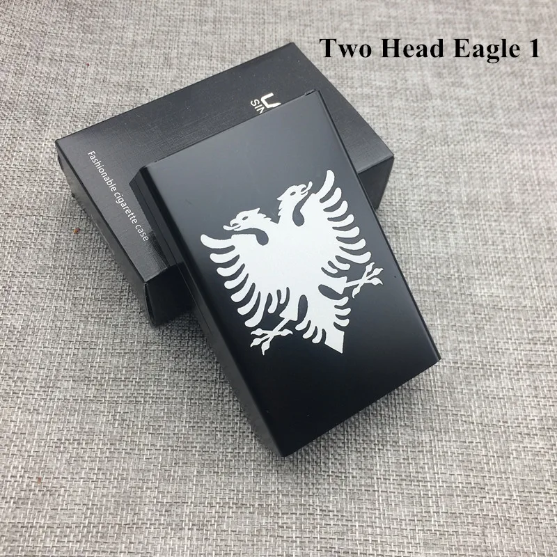Персонализированные Индивидуальные Laifu чехол для сигарет коробка LFXS012 мода Алюминиевый сплав мужской металлический сигареты дымовые коробки лазерные резные - Цвет: Two Heads Eagle 1
