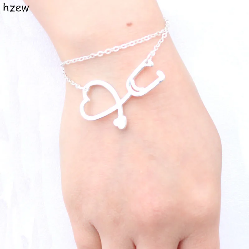 

New Medical Jewelry Never Fade I Love You Heart bracelets Stethoscope bracelet for Nurse Doctor Gift