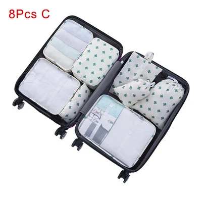 8Pcs C 8 шт. дорожный набор сумка для хранения водонепроницаемая одежда Сортировка Органайзер багаж обувь Упаковка Куб дома сумки для шкафа чехол аккуратный Чехол - Цвет: 8Pcs C