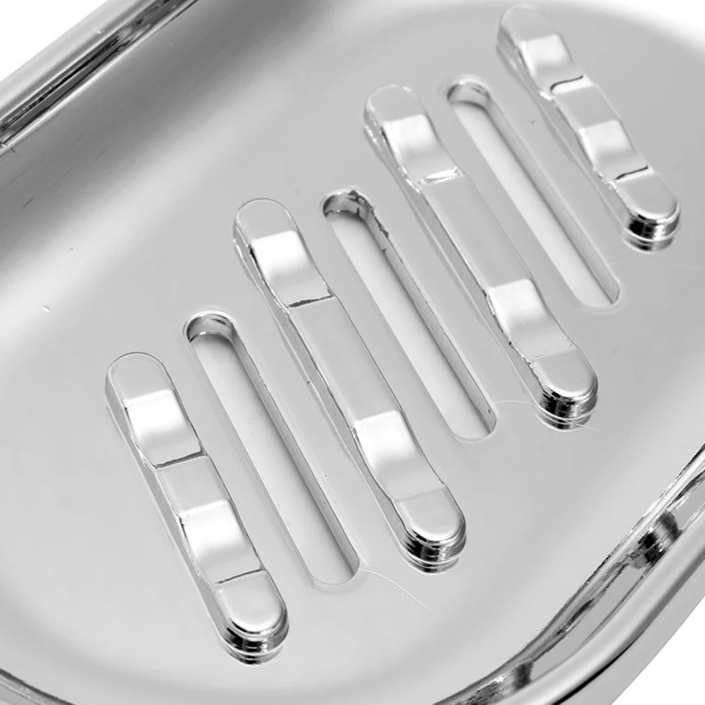 12.5*8cm Bathroom Shower Rail Soap Dish Box Holder Rod ABS Silver Soap dish