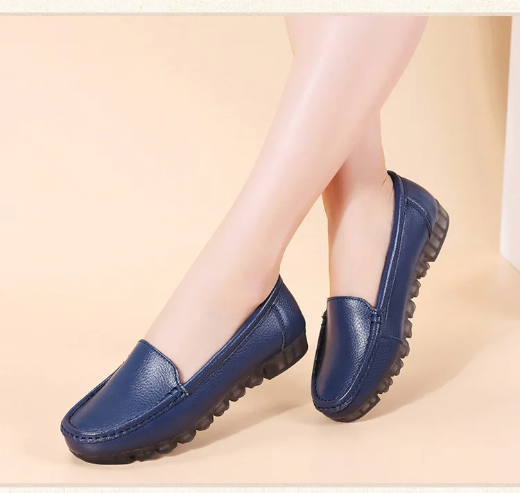 AH 201-2019 Genuine Leather Women Shoes Walking Woman Flats -11