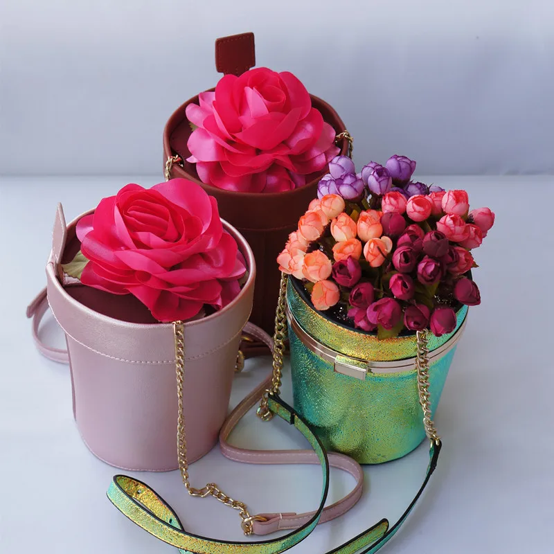 

Beautiful flowers female shoulder bag personalized design shoulder bag plant pot casual Messenger bag female mini wallet