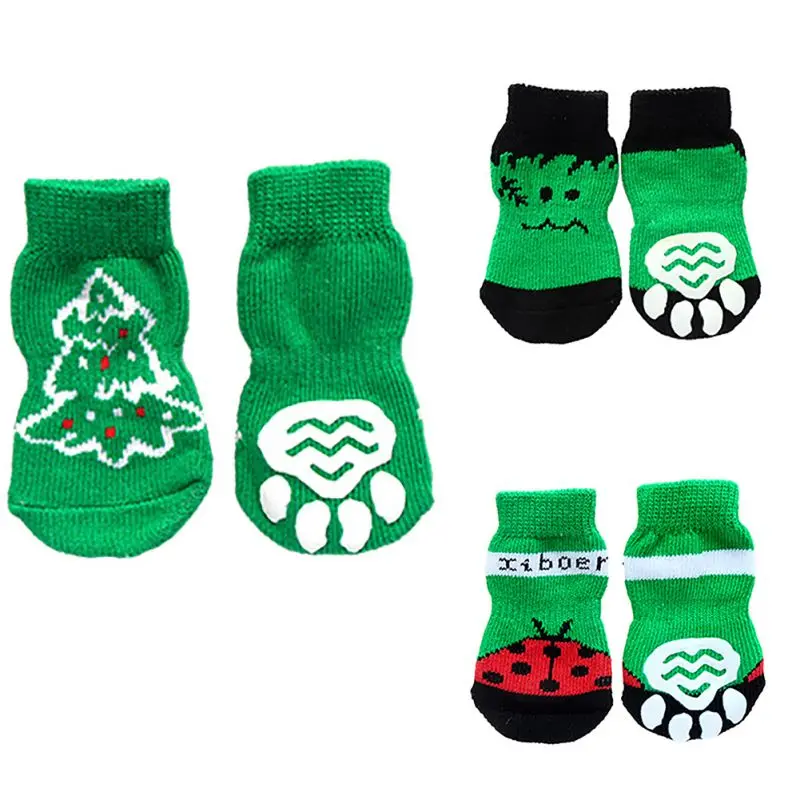 Dog Christmas Socks Small Pet Dog Doggy Shoes Lovely Soft Warm Knitted Socks Clothes Apparels For