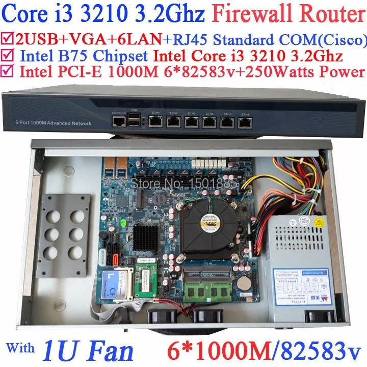 Intel i3 3210 3,2 маршрутизатор брандмауэр Barebone маршрутизатор с 6 гигабитными 82583 v LAN Wayos PFSense ROS поддержка