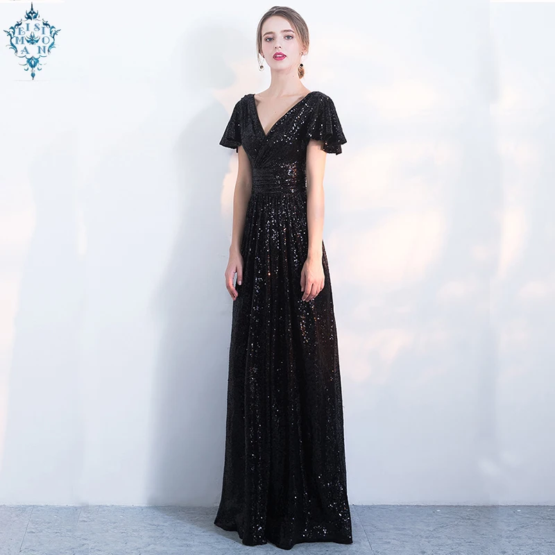 

Ameision sexy Long Formal deep V neck Evening Dresses Short Sleeves mermaid Vestido Elegant Women Party Robe de soiree Gown
