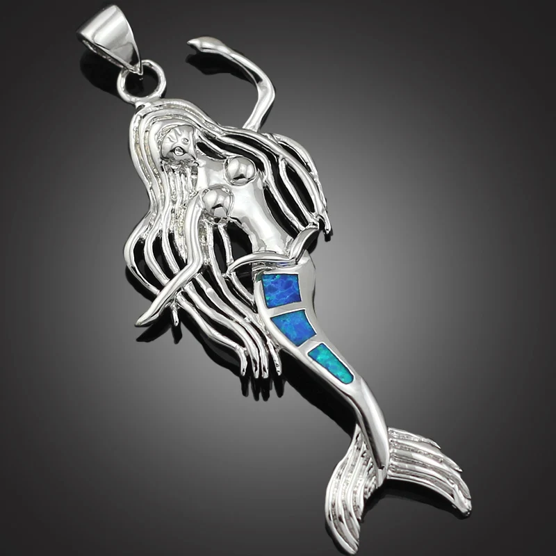 

Hot Sale New Arrival Awesome Blue Fire Opal Women Jewelry Silver Plated Pendant OP191