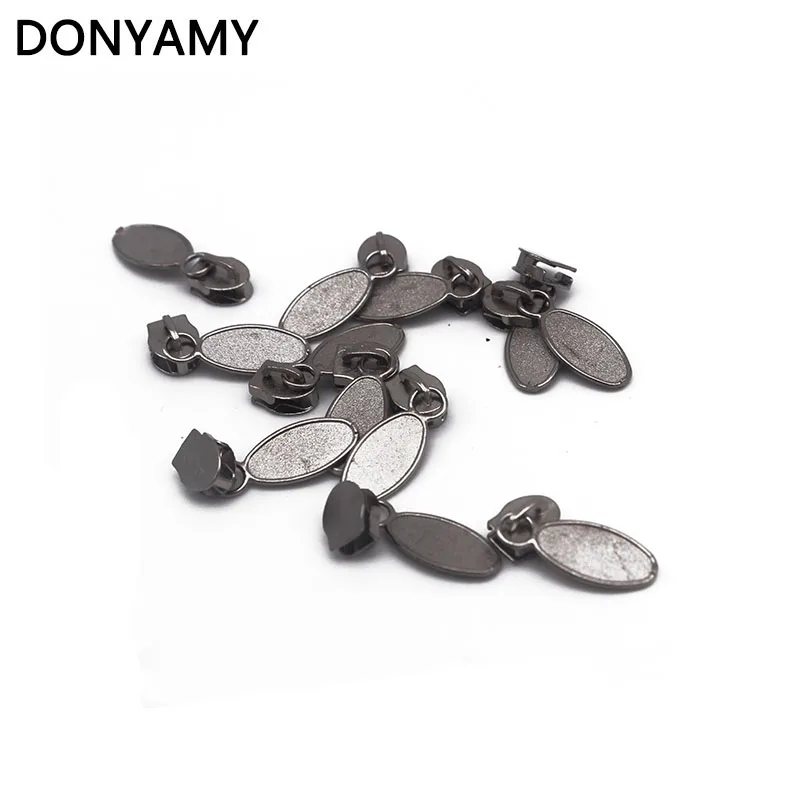 DONYAMY 50pcs/lot 3# Zinc Alloy Non Lock Zipper Puller Zipper Sliders For Sewing Oval Shape