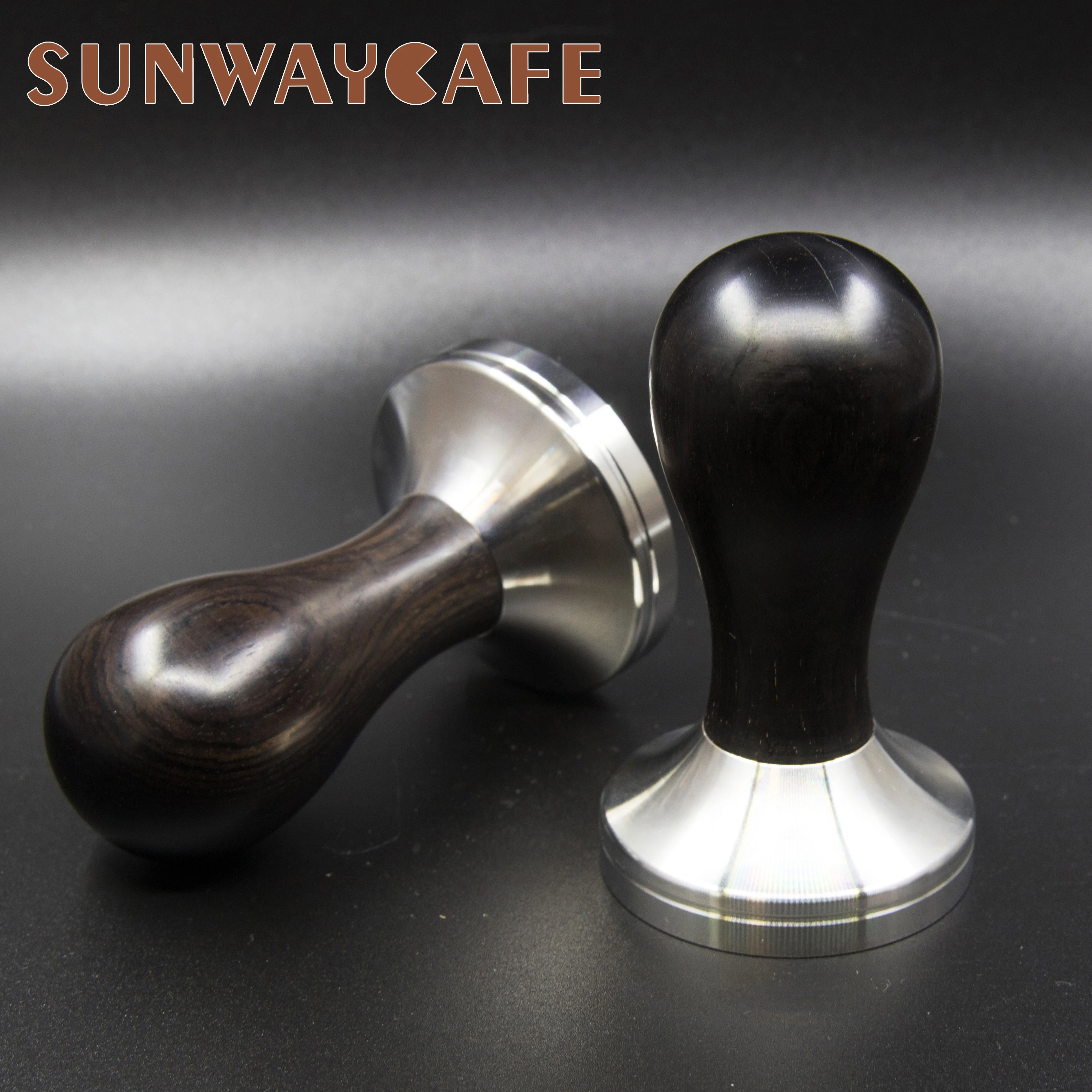 African Black Wood Handle Coffee Tamper 51/53/54/58/58.35mm Stainless Steel Espresso Powder Cafe Hammer Coffee Tools For Barista