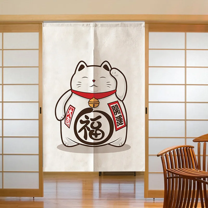 Японская Фортуна кошка половина-занавес окна настроить перегородки дома туалет Ресторан Кухня Двери занавес s
