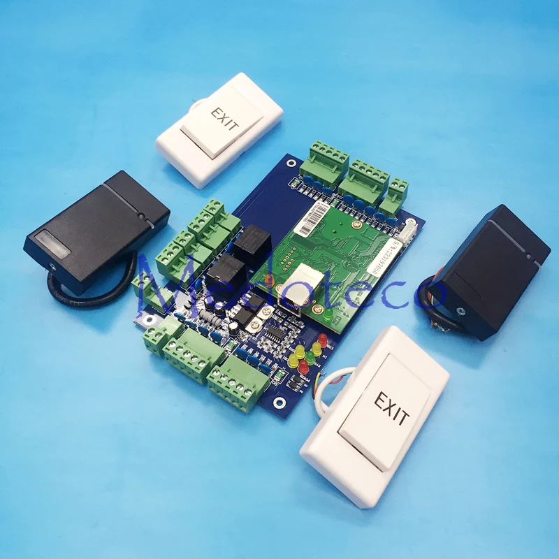 Двухдверная панель контроля доступа RFID плата управления доступом TCP/IP двойной контроллер доступа системы защиты + rfid ведомый читатель