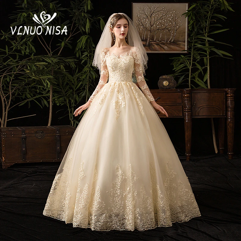 

Elegant Champagne Embroidery Lace Wedding Dress Robe De Mariee Sweetheart Ball Gown Plus Size Bridal Dress Vestido De Noiva 32