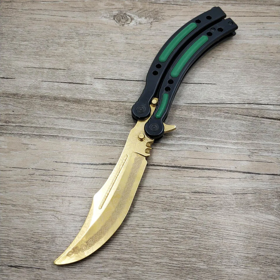Swayboo butterfly in knife CS GO Karambit Knife practice folding Knife butterfly trainer game knife dull blade no edge tool