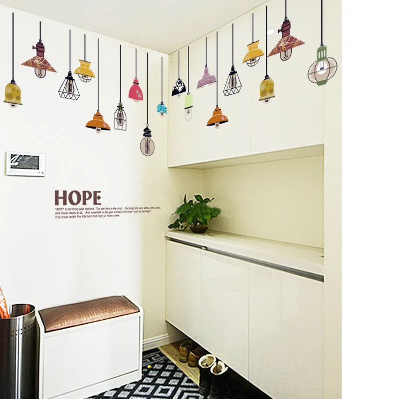 DIY Creative Colorful Chandelier Kitchen Decorative Wall Stickers Nordic style Living Room Home Decor Decals Poster Mural