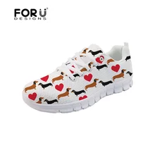 FORUDESIGNS/Милая Одежда для собак с принтом; Легкая женская обувь на плоской подошве; повседневные женские кроссовки со шнуровкой; женская обувь из сетчатого материала для девочек