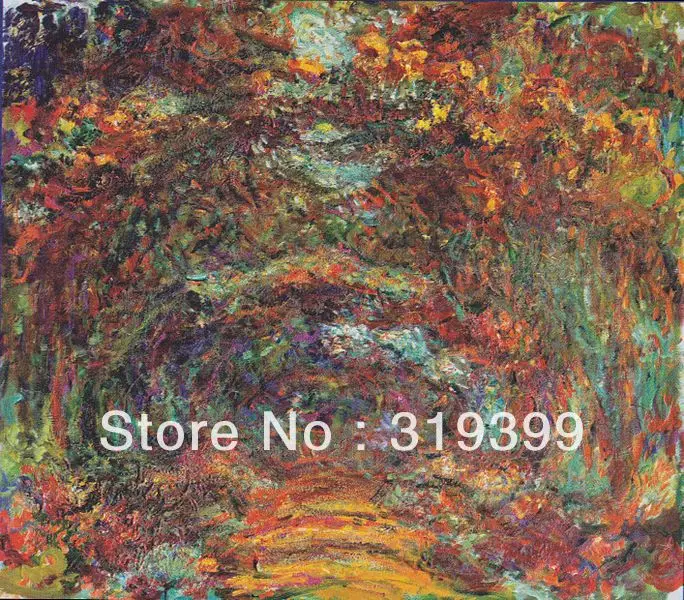 

Oil Painting Reproduction on Linen canvas,The Rose-Way in Giverny by claude monet,100% handmade,Free Fast Ship,museum quality