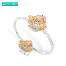 MECHOSEN элегантный цветок браслет кольцо наборы Блестящий Циркон растительная форма Медь Ювелирные изделия женские банкетные украшения на юбилей подарочный набор