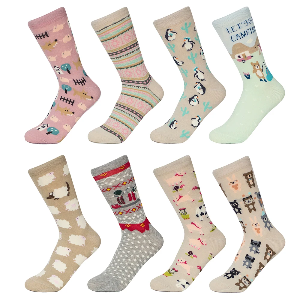 Новинка 2018 года, хлопковые носки, женские Носки с рисунком пингвина, кролика, Разноцветные носки для девочек, женские носки